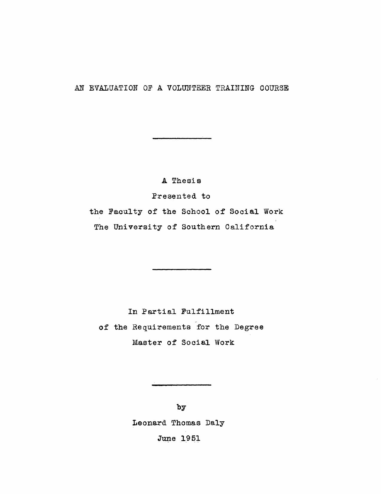 An evaluation of a volunteer training course by Daly