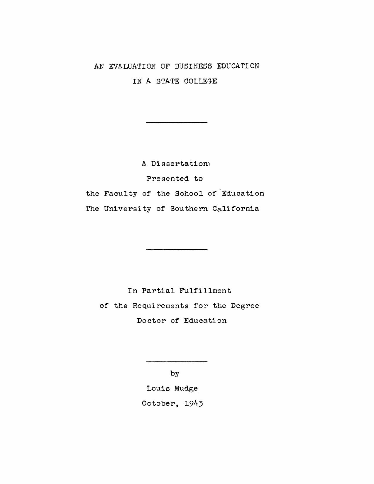 An evaluation of business education in a state college by Mudge Louis Augustus