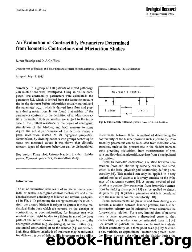An evaluation of contractility parameters determined from isometric contractions and micturition studies by Unknown
