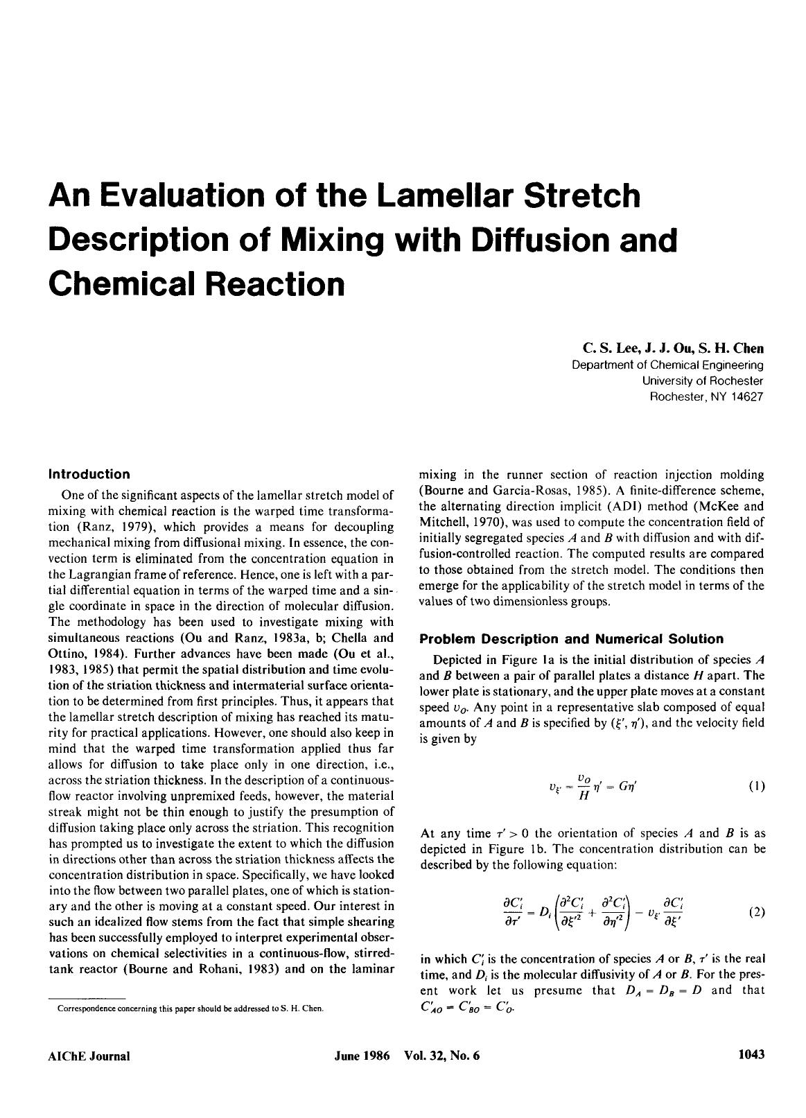 An evaluation of the lamellar stretch description of mixing with diffusion and chemical reaction by Unknown
