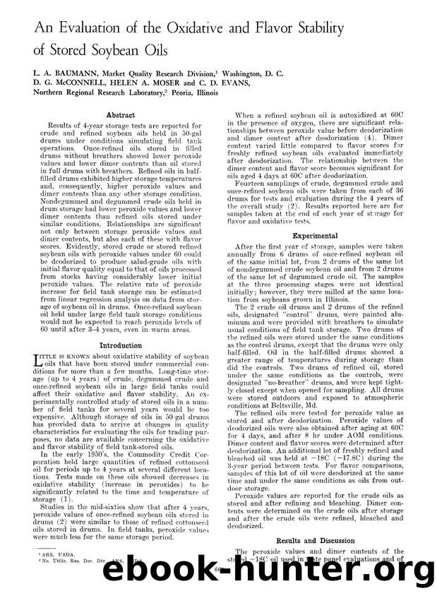 An evaluation of the oxidative and flavor stability of stored soybean oils by Unknown