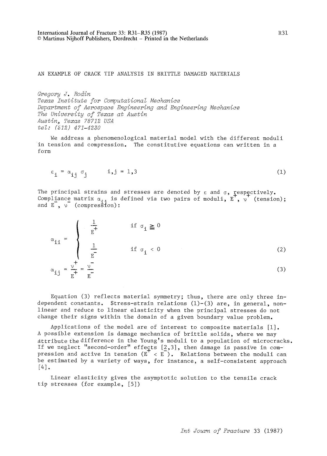 An example of crack tip analysis in brittle damaged materials by Unknown