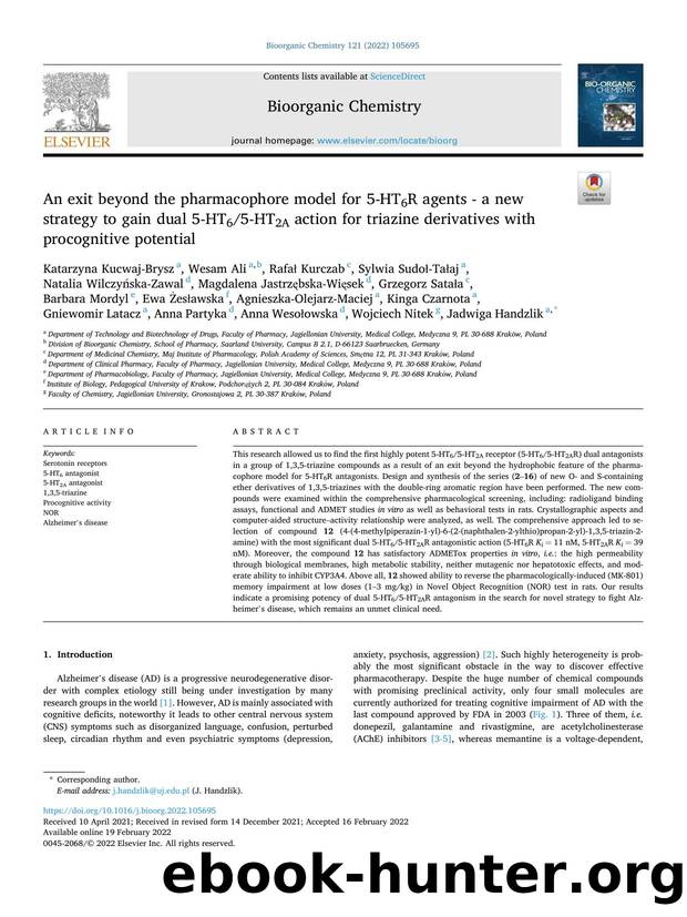 An exit beyond the pharmacophore model for 5-HT6R agents - a new strategy to gain dual 5-HT65-HT2A action for triazine derivatives with procognitive potential by unknow