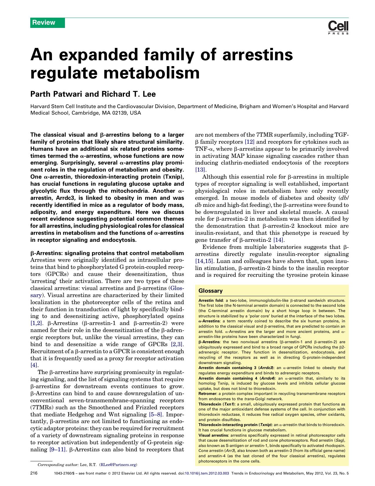 An expanded family of arrestins regulate metabolism by Parth Patwari