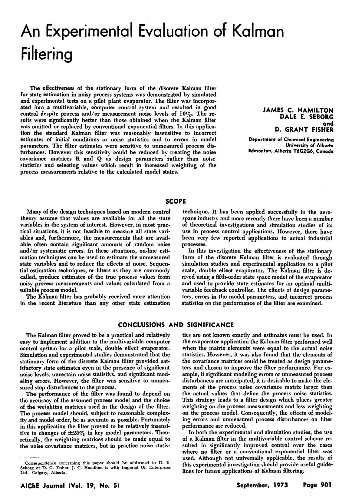 An experimental evaluation of Kalman filtering by Unknown