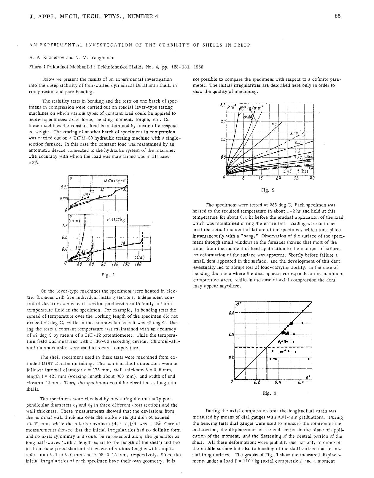 An experimental investigation of the stability of shells in creep by Unknown