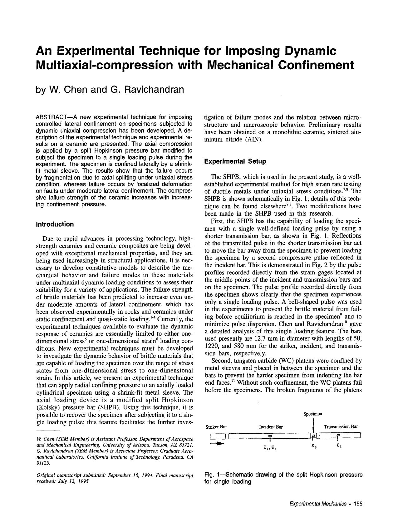 An experimental technique for imposing dynamic multiaxial-compression with mechanical confinement by Unknown