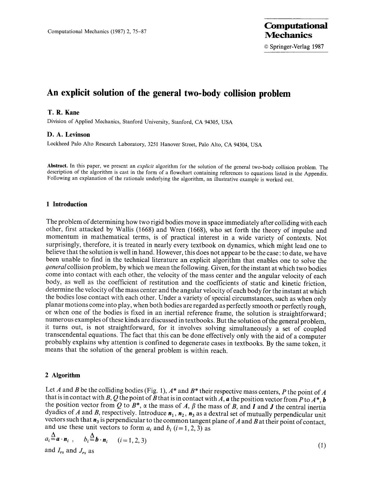 An explicit solution of the general two-body collision problem by Unknown