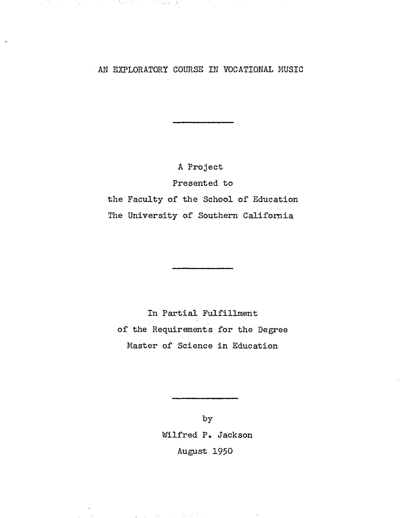 An exploratory course in vocational music by Jackson Wilfred P