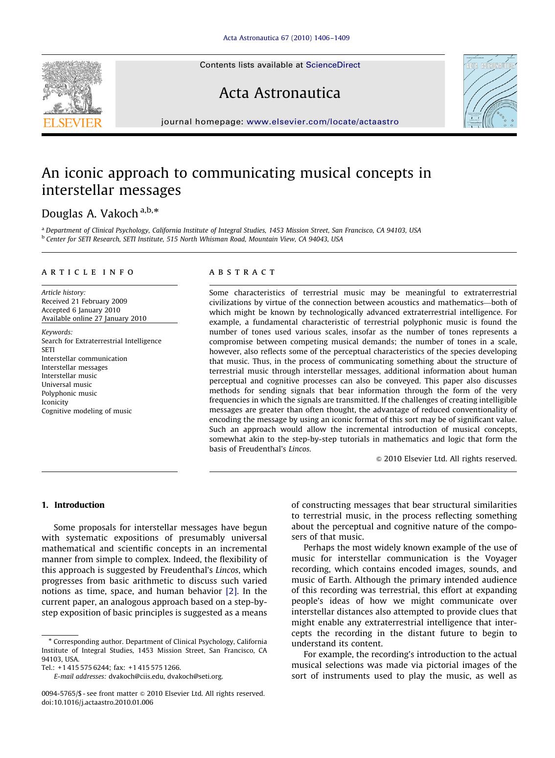 An iconic approach to communicating musical concepts in interstellar messages by Douglas A. Vakoch