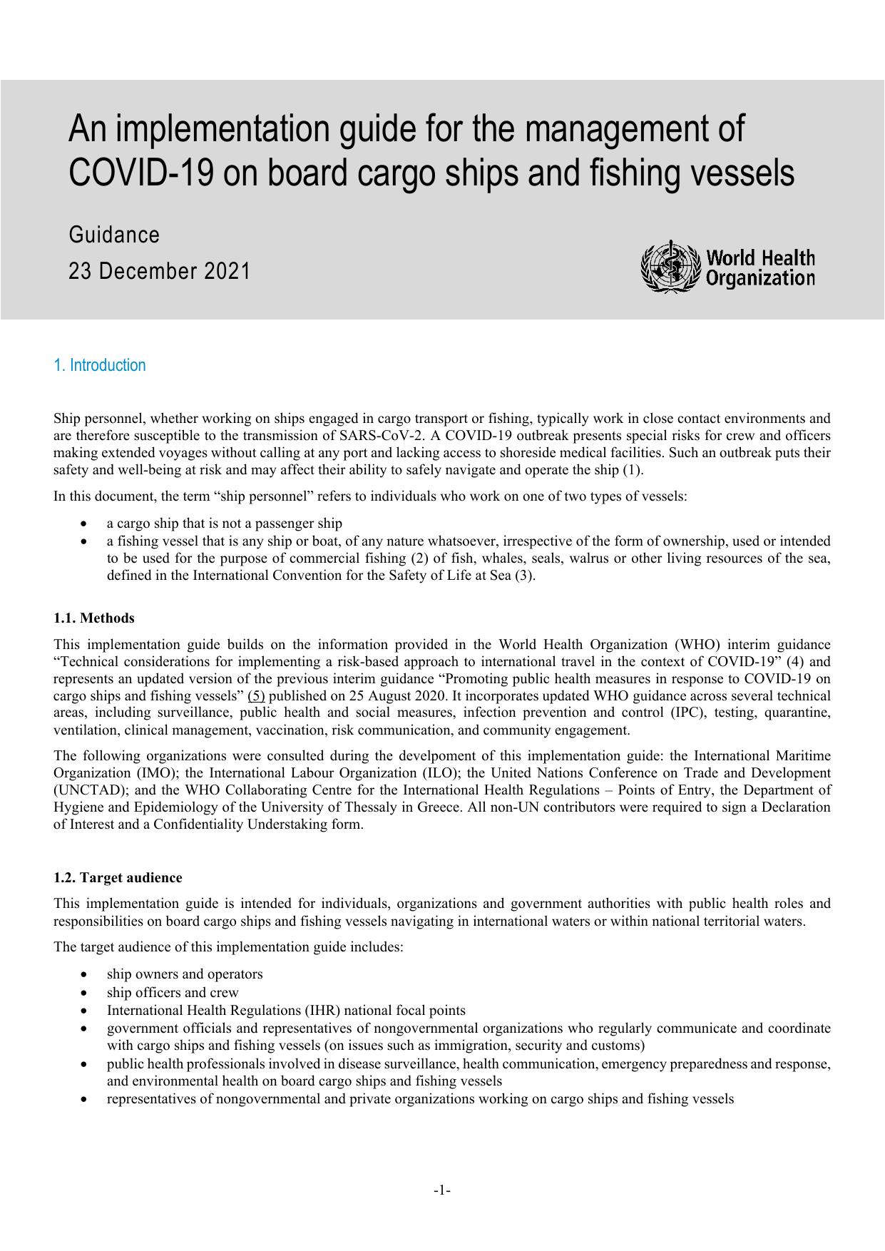 An implementation guide for the management of COVID-19 on board by Unknown