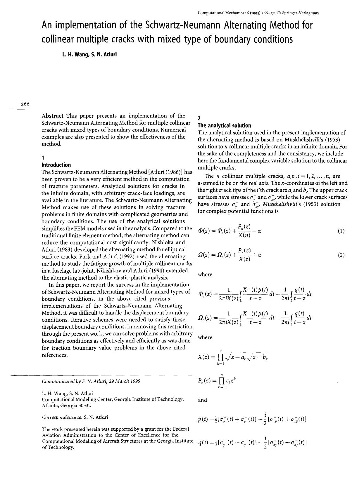 An implementation of the Schwartz-Neumann Alternating Method for collinear multiple cracks with mixed type of boundary conditions by Unknown
