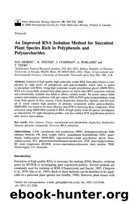 An improved RNA isolation method for succulent plant species rich in polyphenols and polysaccharides by Unknown