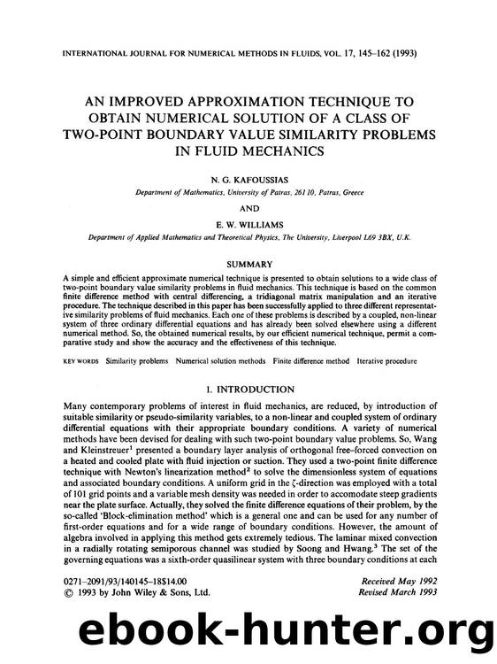 An improved approximation technique to obtain numerical solution of a class of two-point boundary value similarity problems in fluid mechanics by Unknown