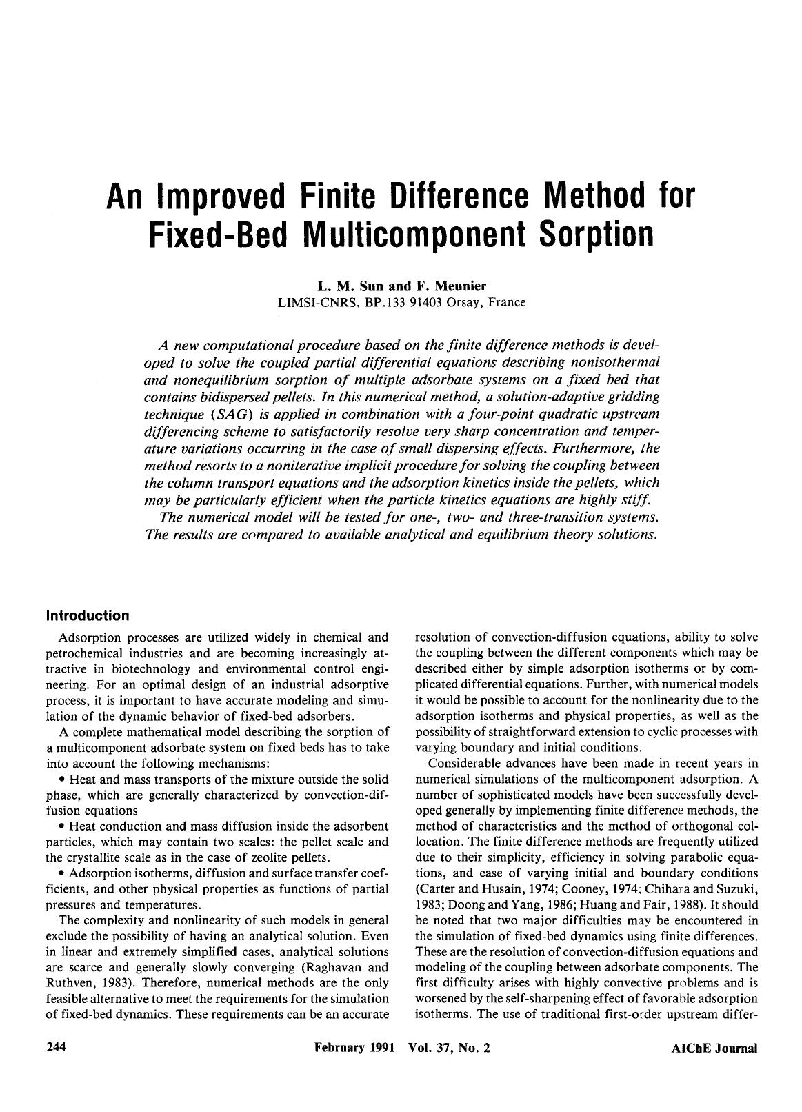 An improved finite difference method for fixed-bed multicomponent sorption by Unknown