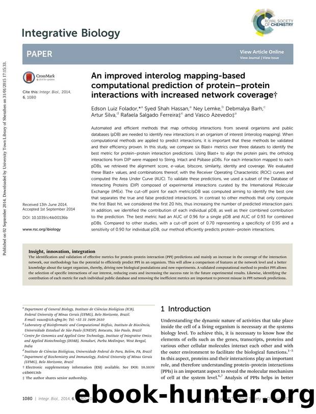 An improved interolog mapping-based computational prediction of protein–protein interactions with increased network coverage by unknow