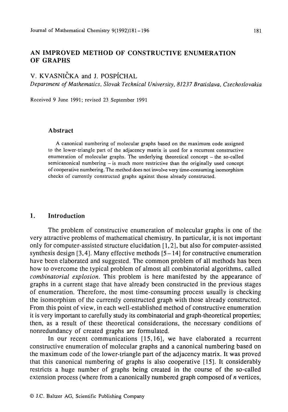 An improved method of constructive enumeration of graphs by Unknown