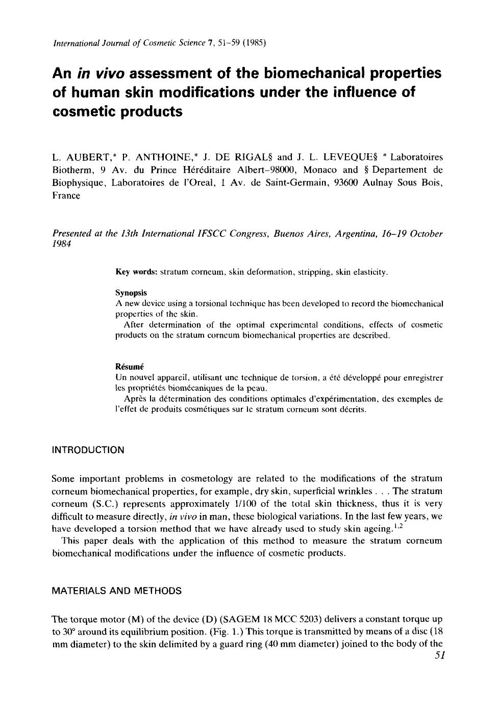 An in vivo assessment of the biomechanical properties of human skin modifications under the influence of cosmetic products by Unknown