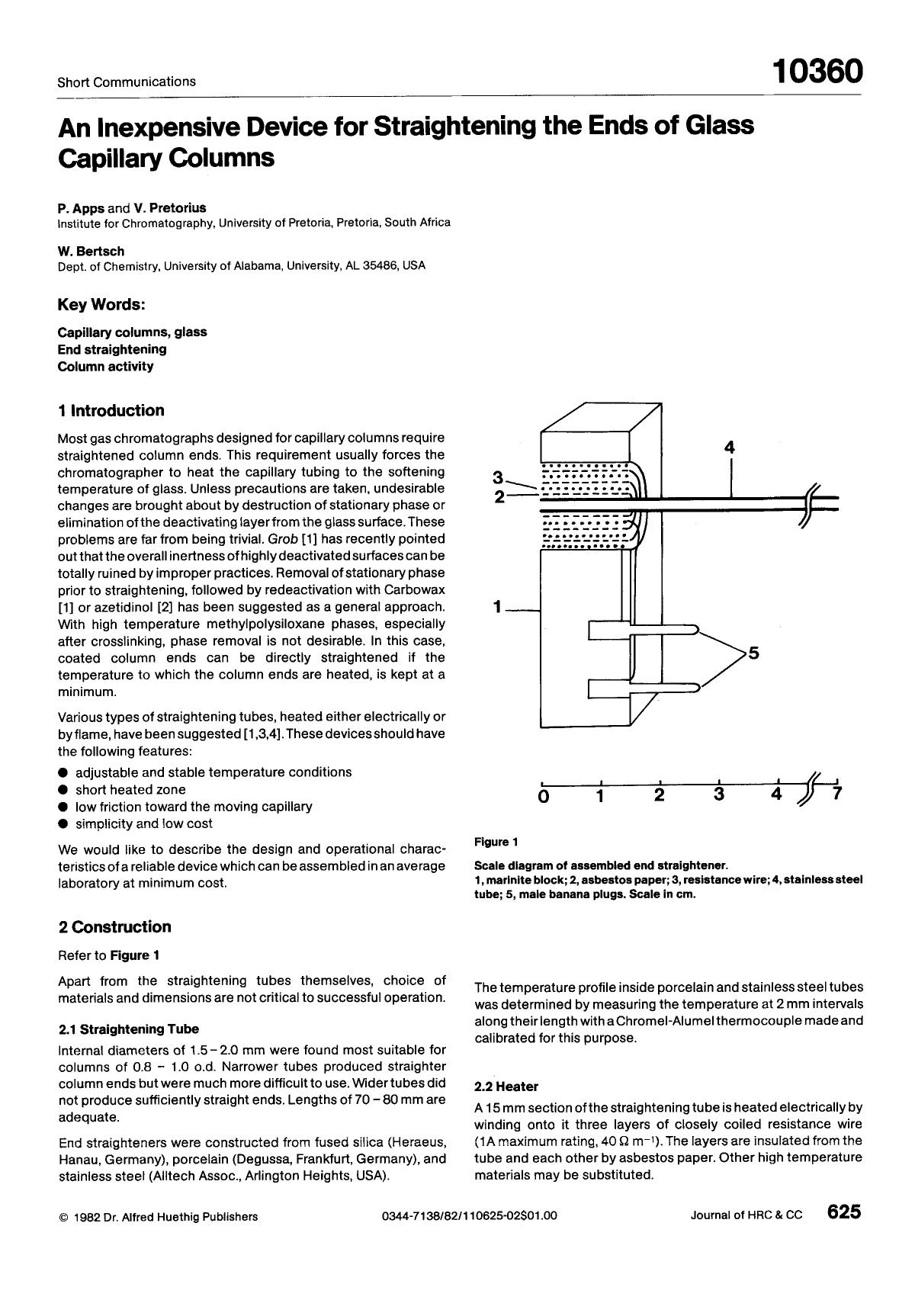 An inexpensive device for straightening the ends of glass capillary columns by Unknown