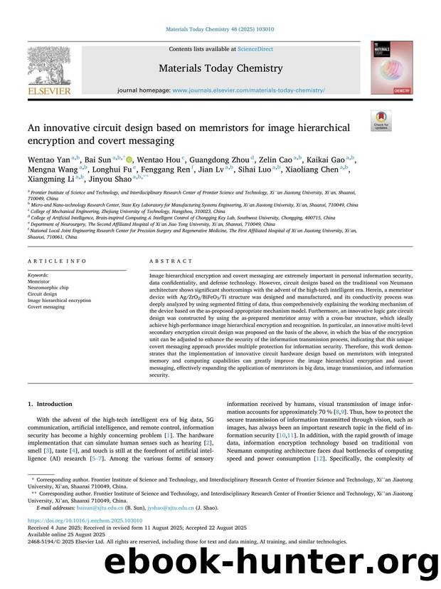 An innovative circuit design based on memristors for image hierarchical encryption and covert messaging by unknow