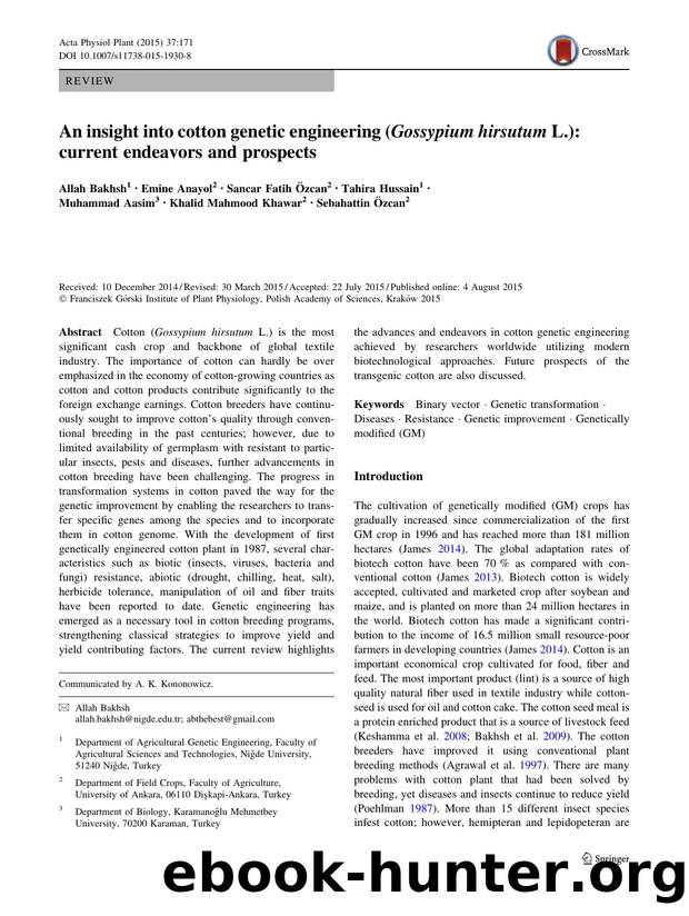 An insight into cotton genetic engineering (Gossypium hirsutum L.): current endeavors and prospects by unknow