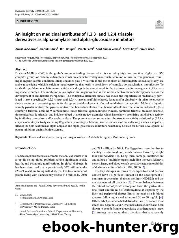 An insight on medicinal attributes of 1,2,3â and 1,2,4âtriazole derivatives as alpha-amylase and alpha-glucosidase inhibitors by unknow