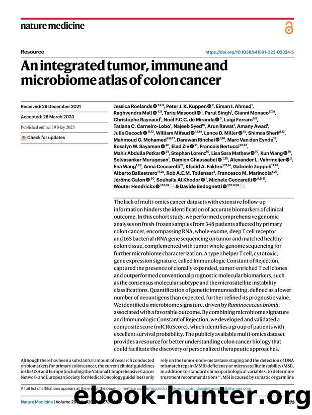 An integrated tumor, immune and microbiome atlas of colon cancer by unknow