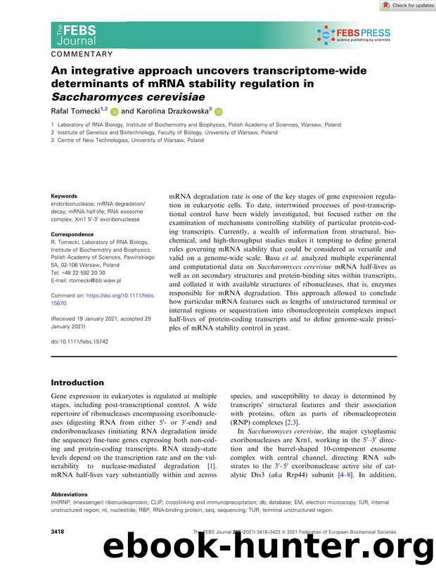 An integrative approach uncovers transcriptomeâwide determinants of mRNA stability regulation in Saccharomyces cerevisiae by Unknown