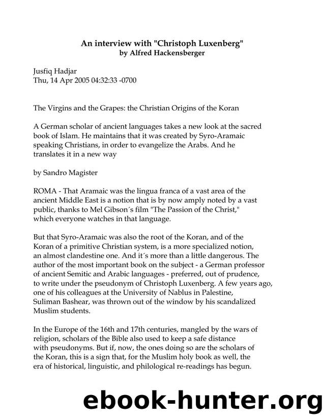 An interview with "Christoph Luxenberg by User