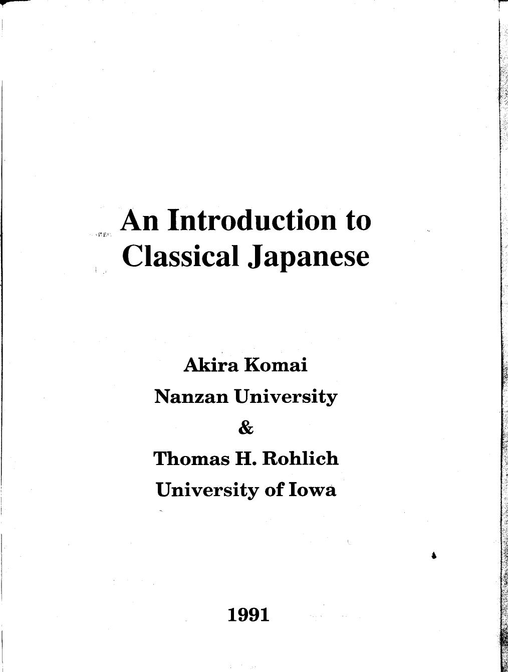 An introduction to Classical Japanese by Unknown