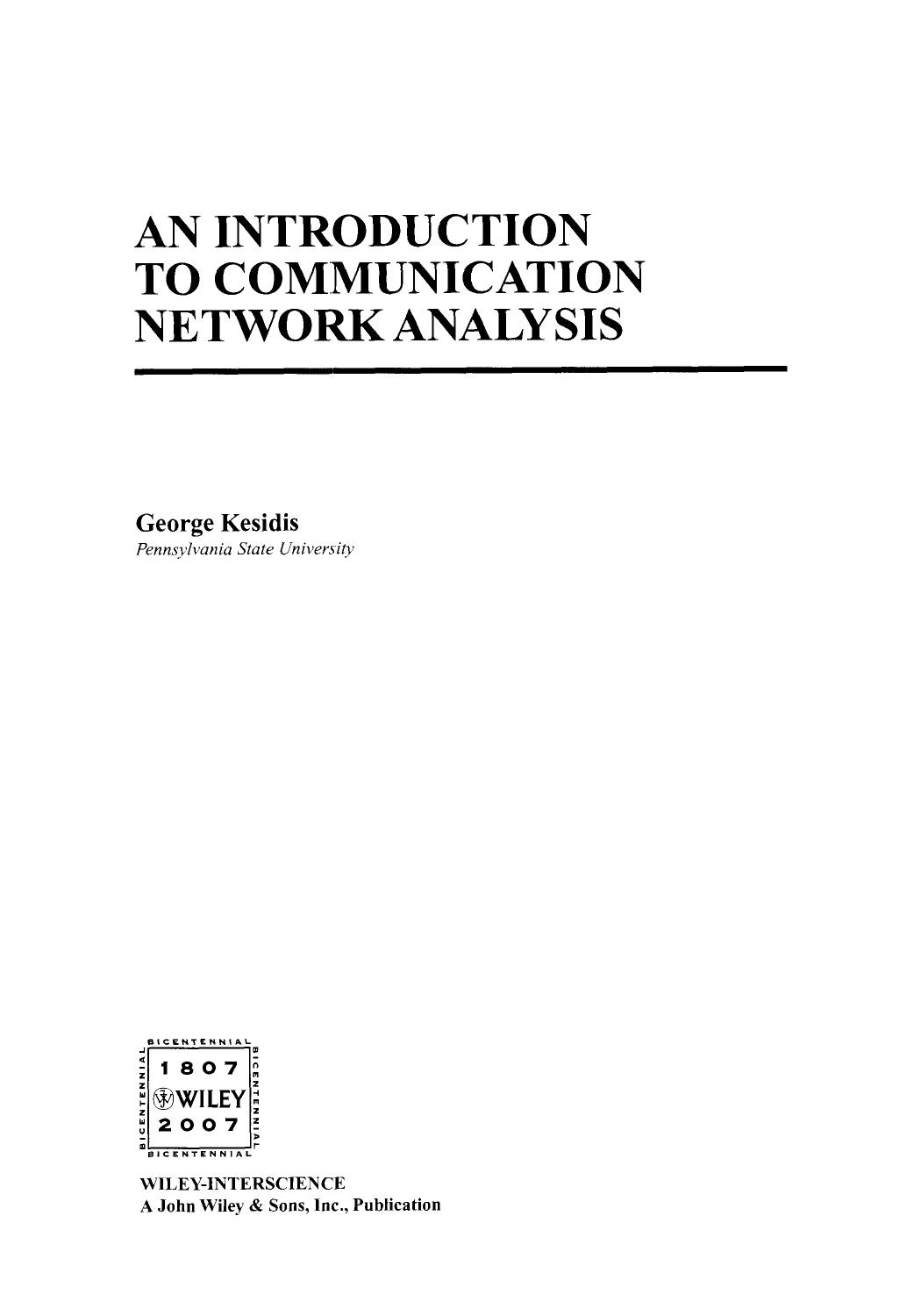 An introduction to communication network analysis by George Kesidis