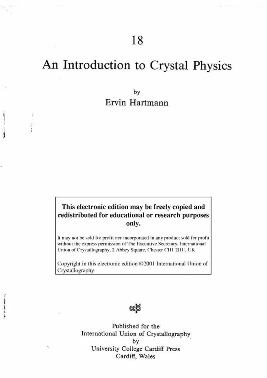 An introduction to crystal physics by Ervin Hartmann; International Union of Crystallography