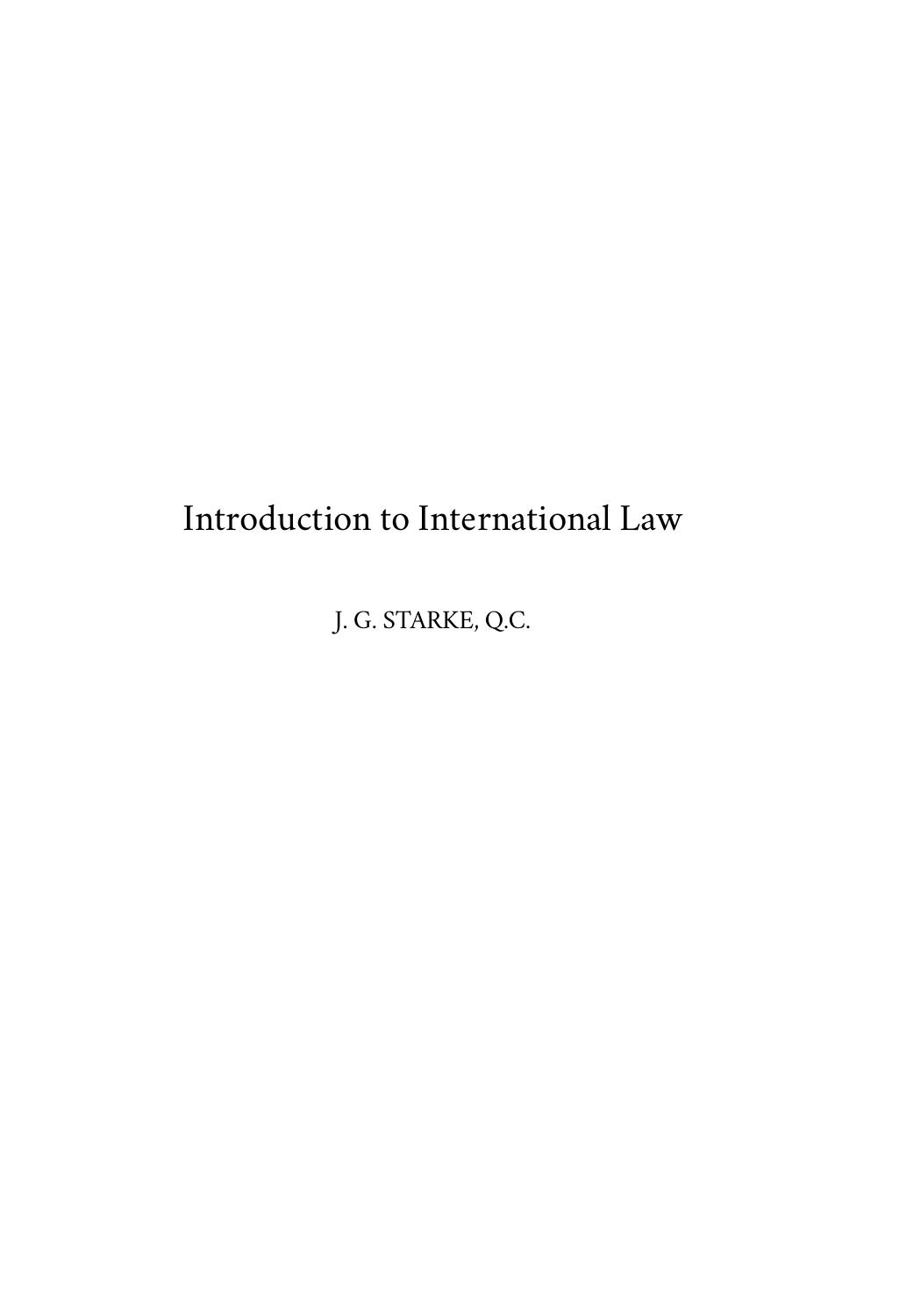 An introduction to international law by J.G. Starke
