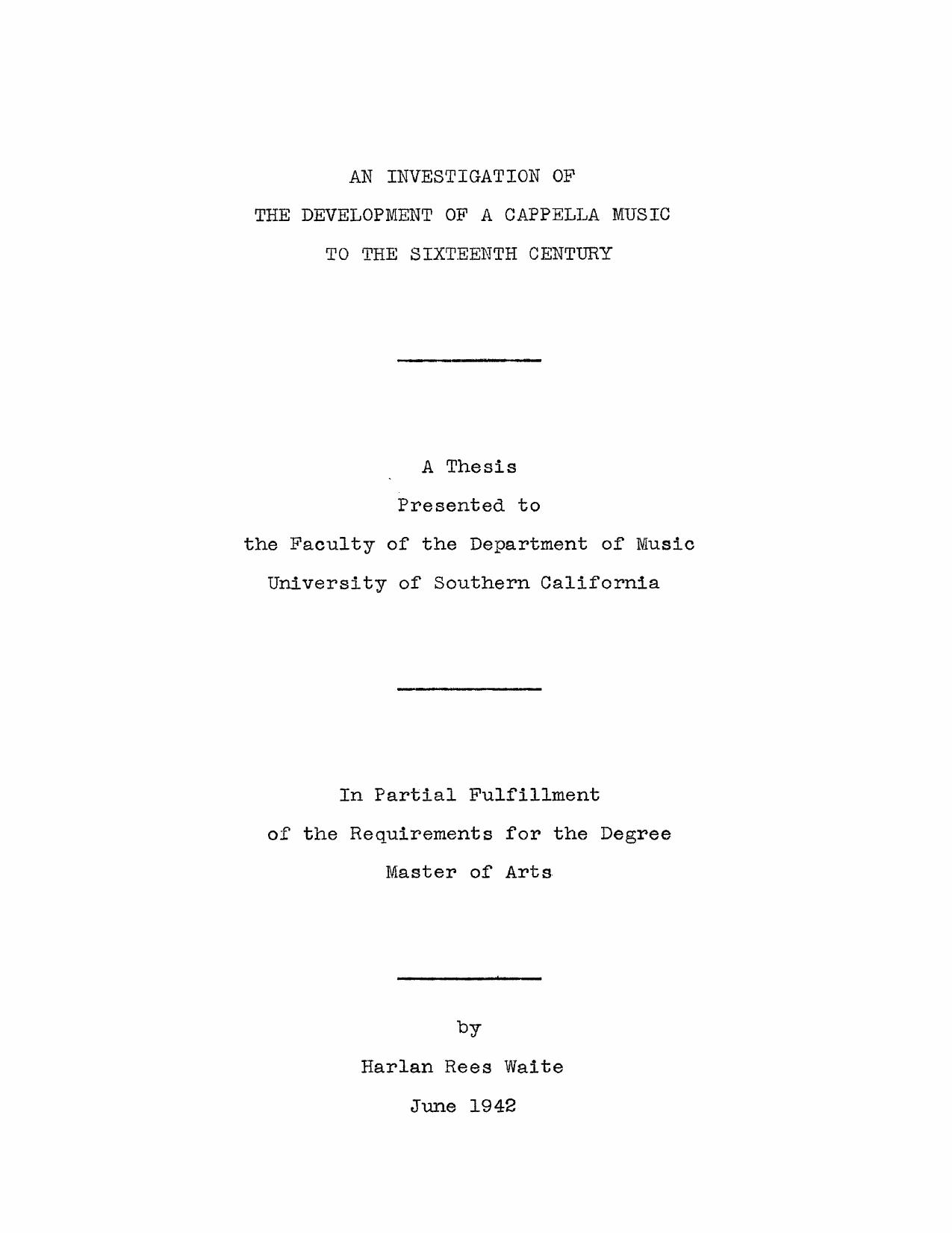 An investigation of the development of a capella music to the sixteenth century by Waite H. R