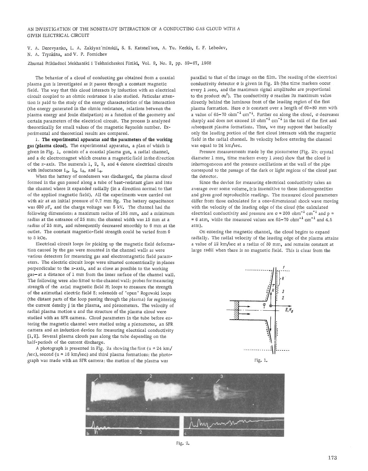 An investigation of the nonsteady interaction of a conducting gas cloud with a given electrical circuit by Unknown