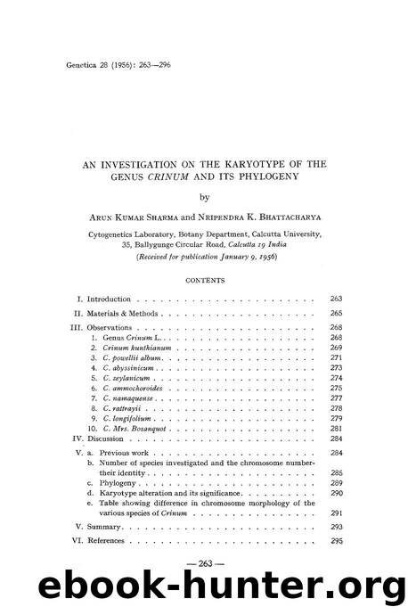 An investigation on the karyotype of the genus <Emphasis Type="Italic">Crinum <Emphasis> and its phylogeny by Unknown