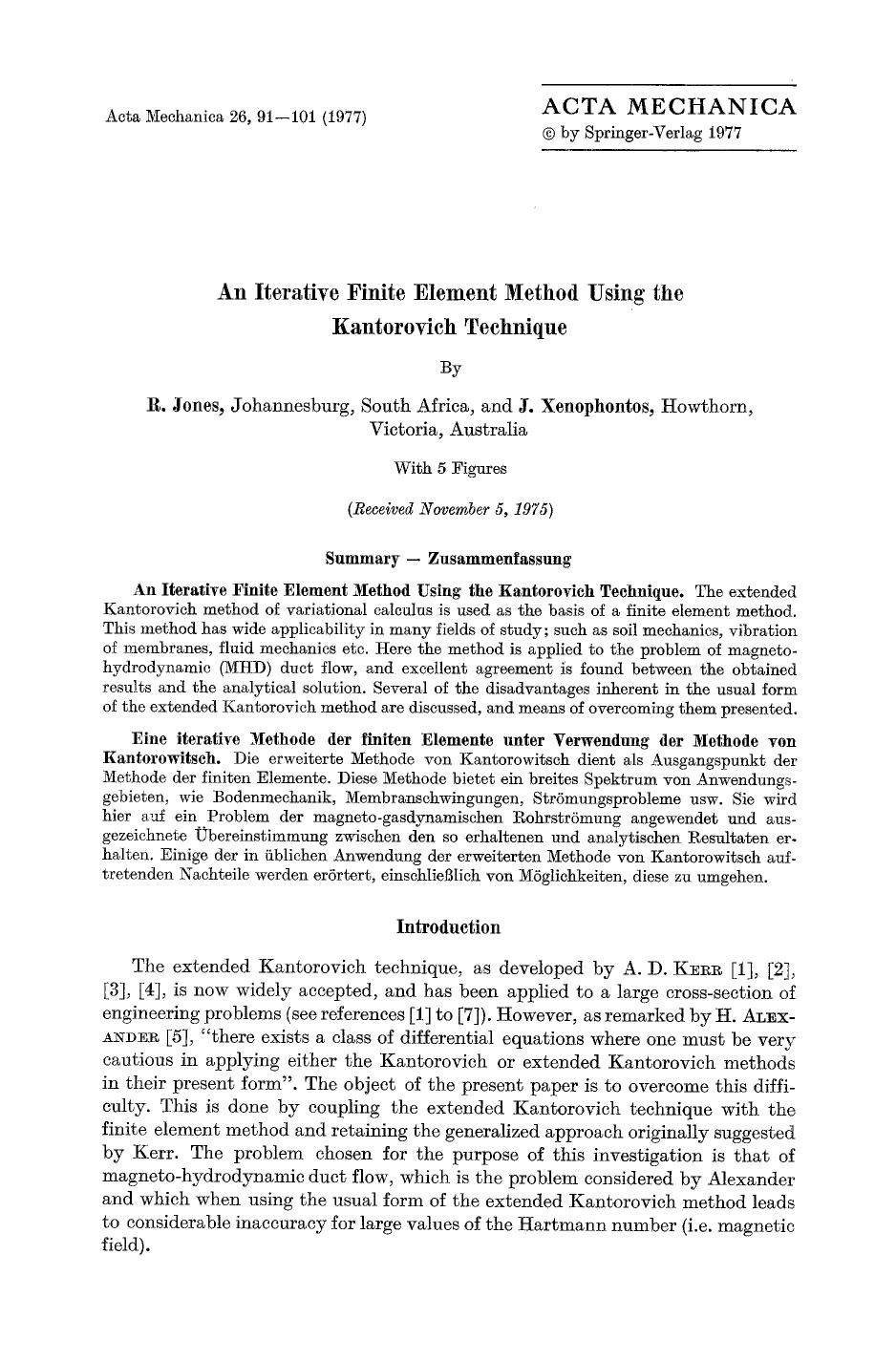 An iterative finite element method using the Kantorovich technique by Unknown