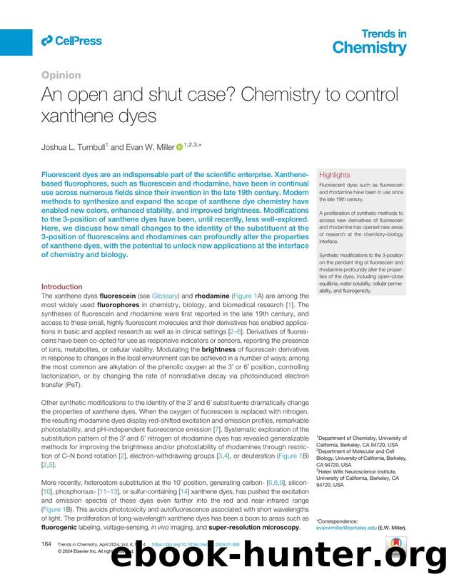 An open and shut case? Chemistry to control xanthene dyes by Joshua L. Turnbull & Evan W. Miller