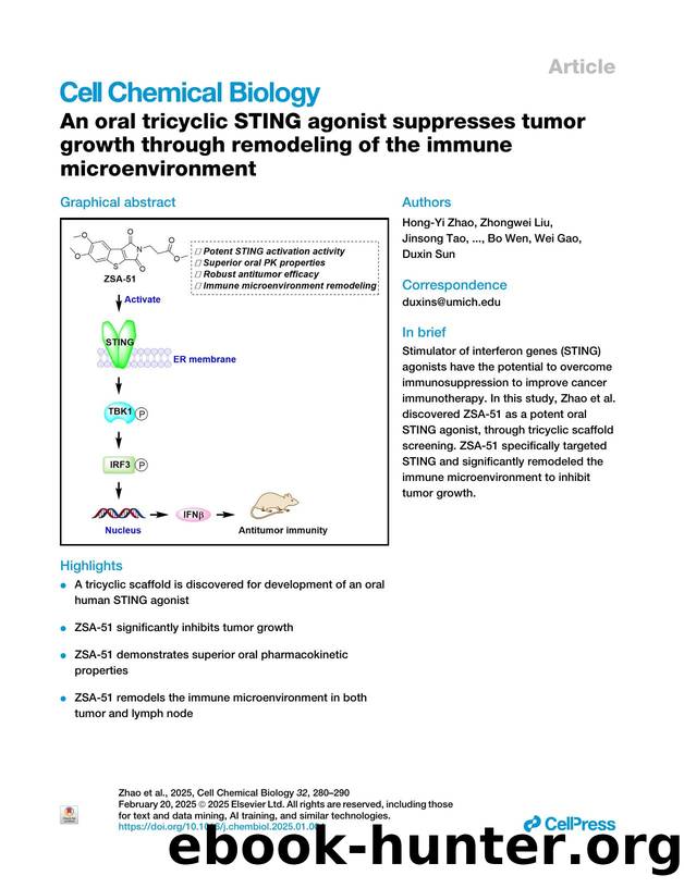 An oral tricyclic STING agonist suppresses tumor growth through remodeling of the immune microenvironment by unknow