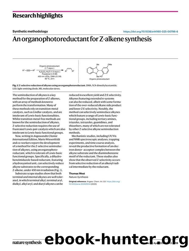 An organophotoreductant for Z-alkene synthesis by Thomas West