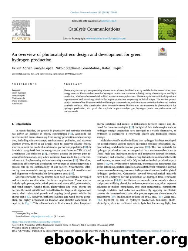 An overview of photocatalyst eco-design and development for green hydrogen production by Kelvin Adrian Sanoja-López & Nikolt Stephanie Loor-Molina & Rafael Luque