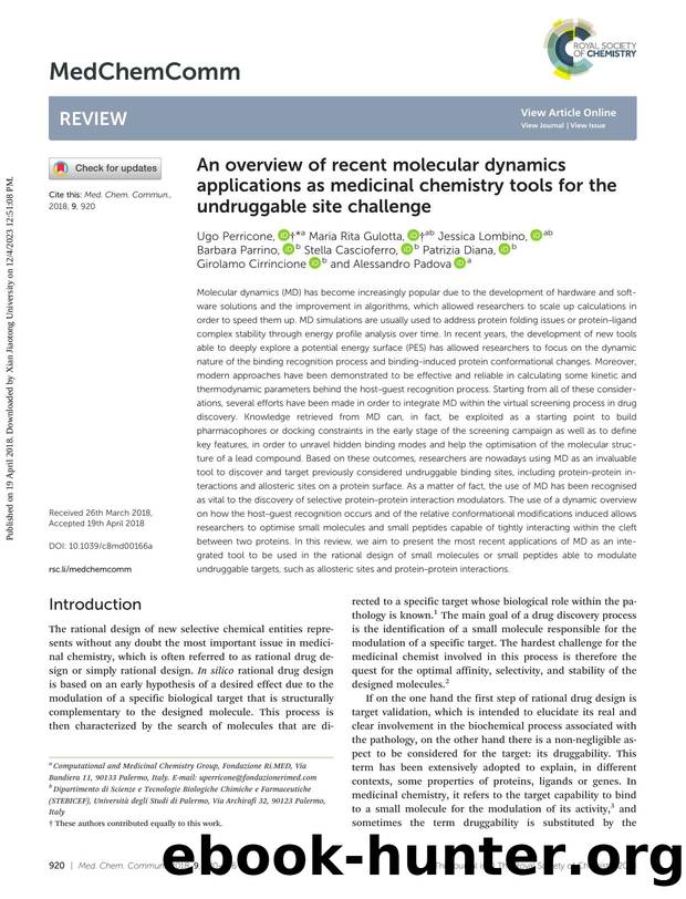 An overview of recent molecular dynamics applications as medicinal chemistry tools for the undruggable site challenge by unknow