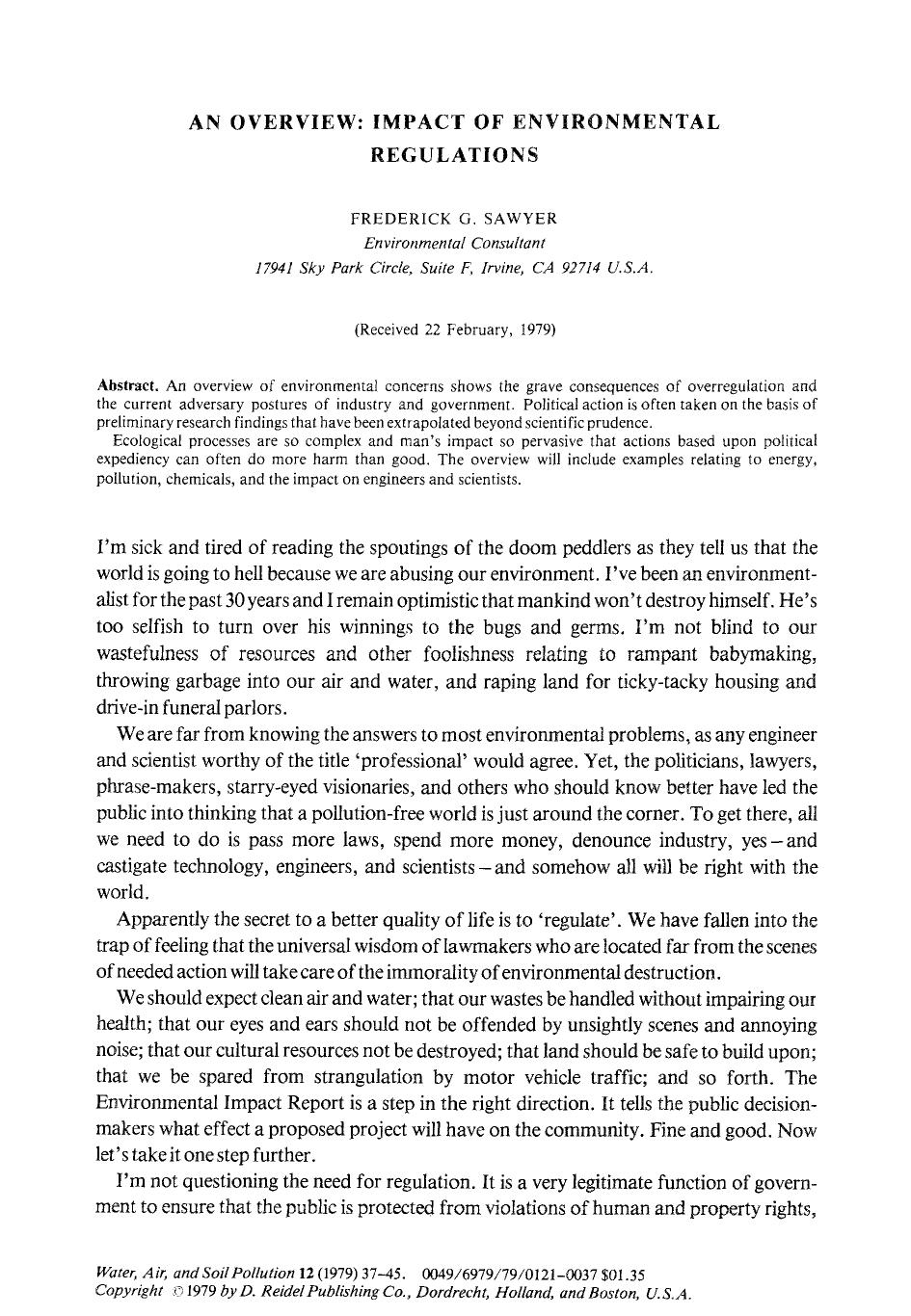 An overview: Impact of environmental regulations by Unknown