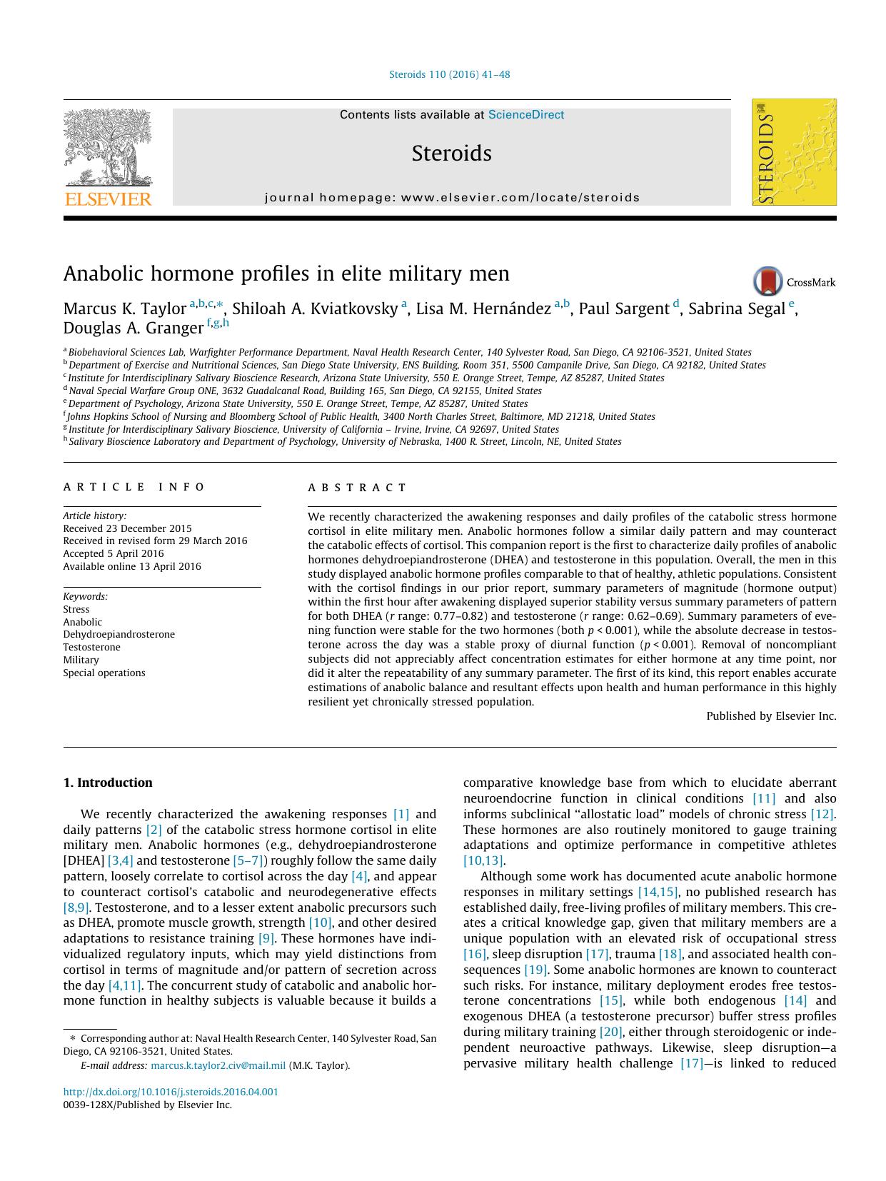 Anabolic hormone profiles in elite military men by unknow