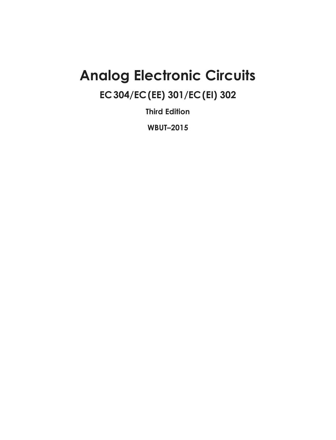 Analog Electronic Circuits (WBUT-2015) by Soumitra Kumar Mandal