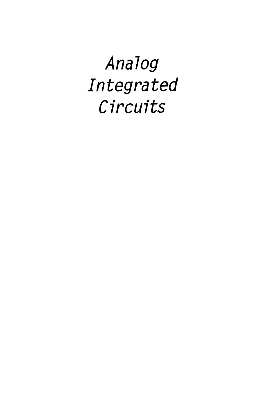 Analog Integrated Circuits by Edwin W. Greeneich (auth.)
