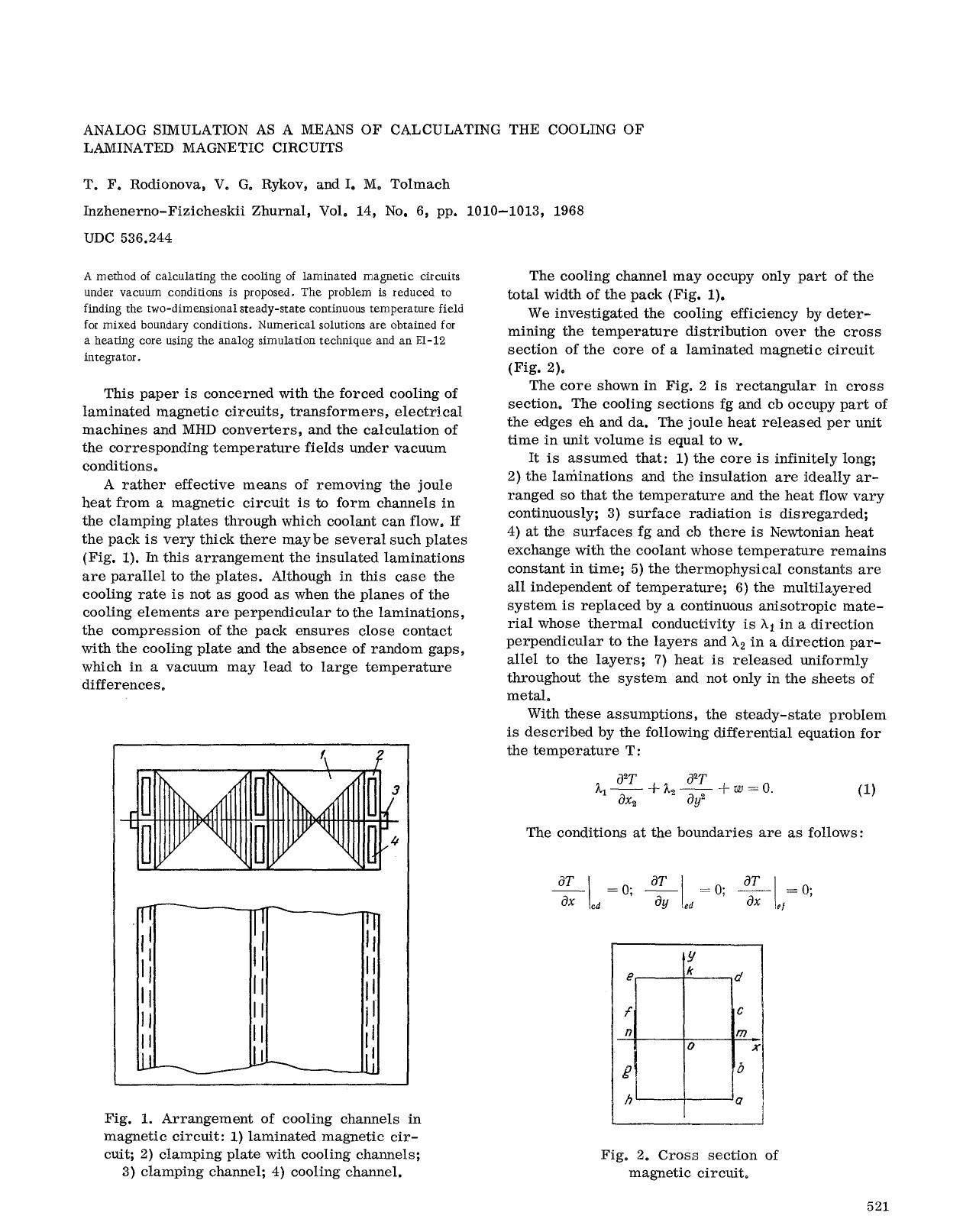 Analog simulation as a means of calculating the cooling of laminated magnetic circuits by Unknown