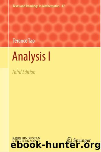 Analysis I: Texts and Readings in Mathematics by Tao Terence