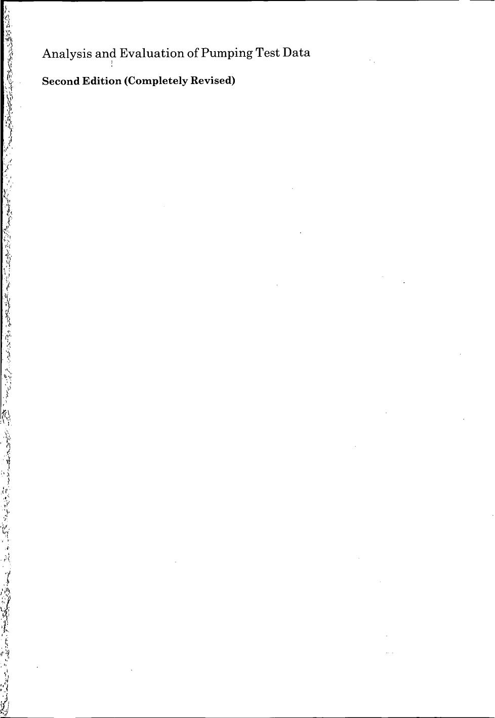 Analysis and Evaluation of Pumping Test Data by Kruseman G.P. de Ridder N.A