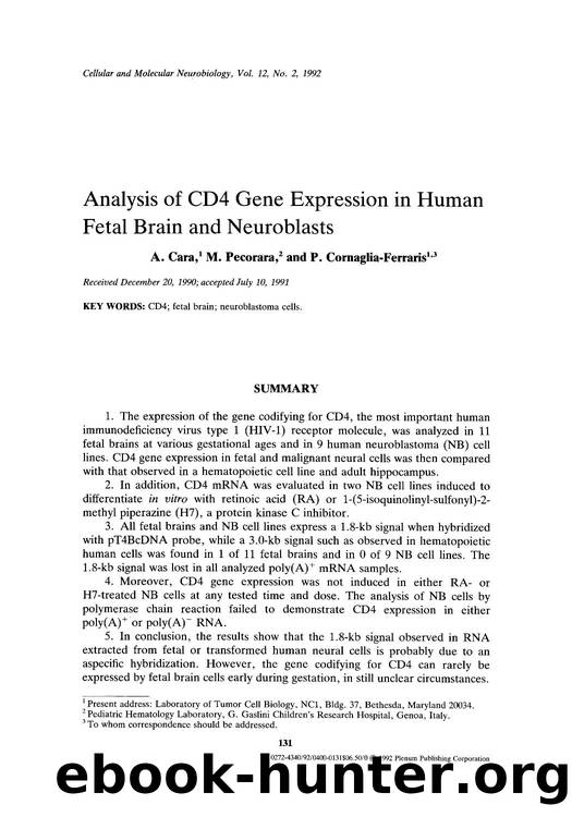 Analysis of CD4 gene expression in human fetal brain and neuroblasts by Unknown